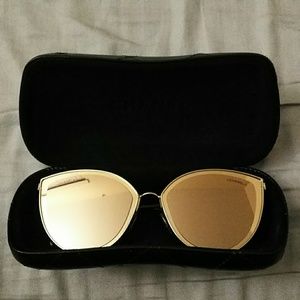 chanel 18k gold metal cat eye sunglasses
